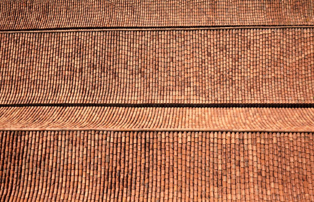 istock Old clay tile roof background or texture. 1282683548