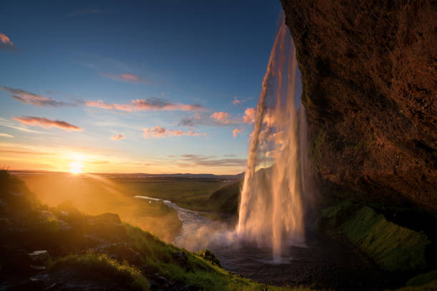 istock Seljalandsfoss waterfall at sunset, Iceland 1282684808
