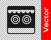 Black Shooting gallery icon isolated on transparent background. Vector
