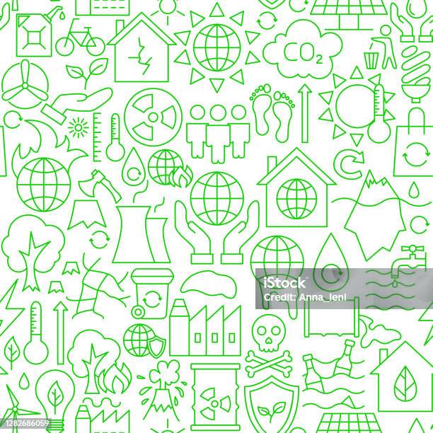 Save Earth Pattern Save Planet Line Seamless Pattern Stock Illustration - Download Image ...