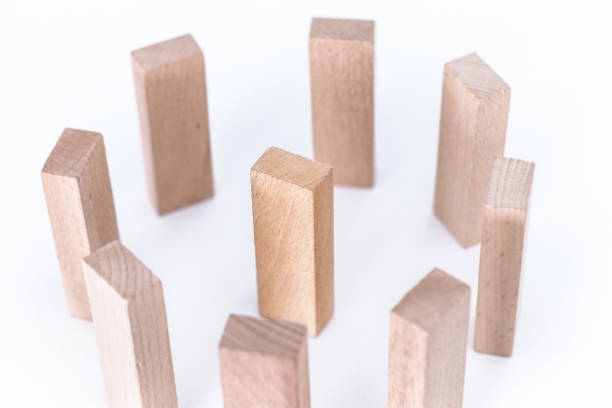 istock Wood block stacking with icon leader business 1282691724