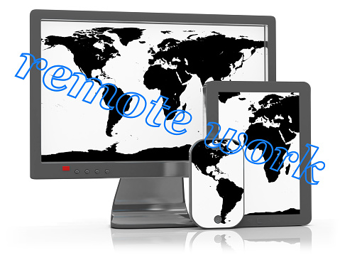 3d render. Computer equipment needed for remote work isolated on white background.
