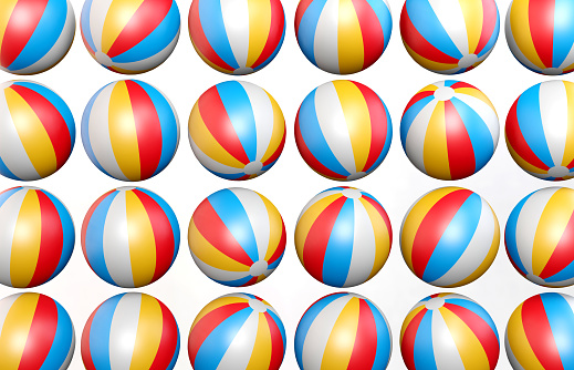 3D Beach Ball Background. Horizontal composition with copy space.