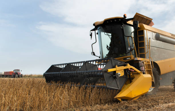 istock A combine harvester working in a wheat field 1282700756