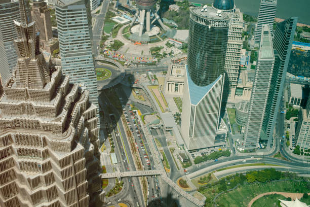 Aerial View Of Downtown Shanghai, China