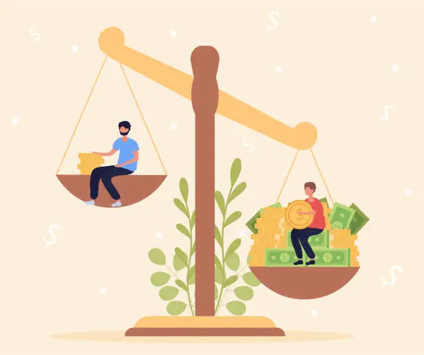 Vector illustration of Concept of richness and poverty