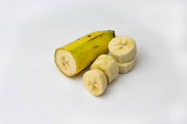 A banana cut in half