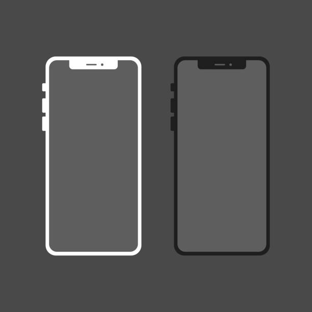 illustrations, cliparts, dessins animés et icônes de iphone ios simple noir blanc maquette modèle vector illustration mobile - mockup iphone