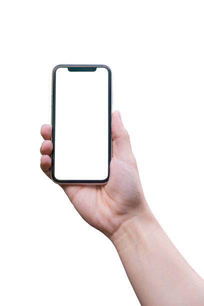 istock Man hand holding smartphone isolated on white 1282705945