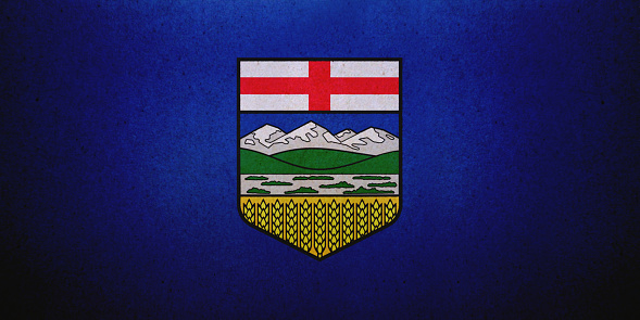 Flag of Alberta (Canada) printed on a paper sheet.