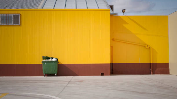 istock Yellow metal wall in industrial area 1282712552