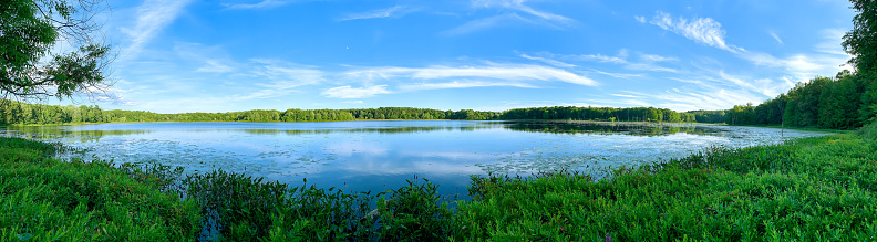 Landscape on a lake in Potzlow, Germany.