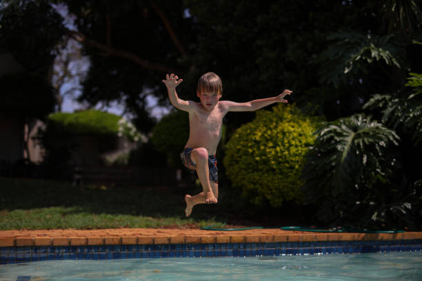 istock A young boy playing in the swimming pool. 1282715971