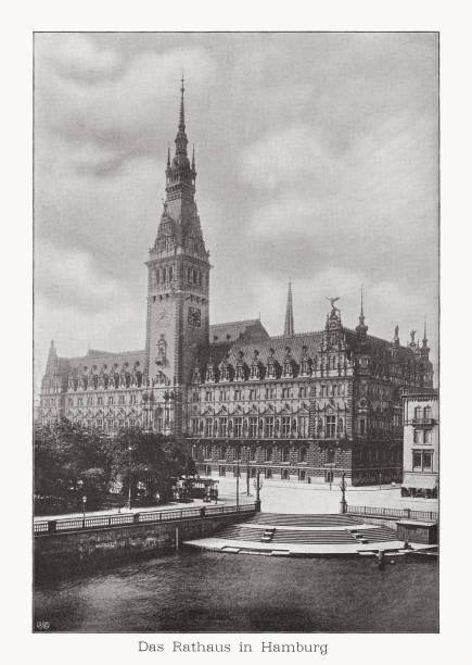 istock Hamburg City Hall, Germany, photograph halftone print, published in 1899 1282716613