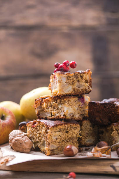 istock apple nuts caramel blondies, sweet pastry on light table 1282720538