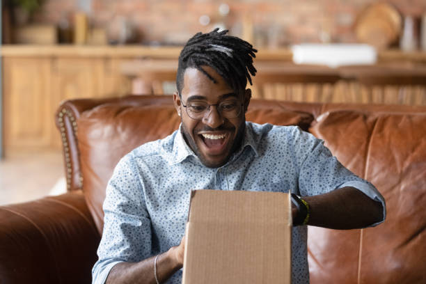 istock Overjoyed biracial man excited with good quality internet order 1282728247