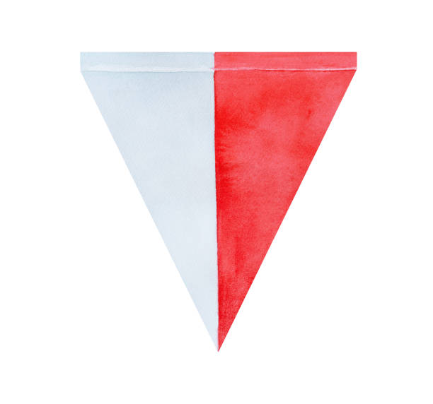 istock Water color illustration of triangular flag of Malta. One single object. Handdrawn watercolour sketchy drawing, cut out clip art element for design decoration, greeting card, print, poster, banner. 1282728648