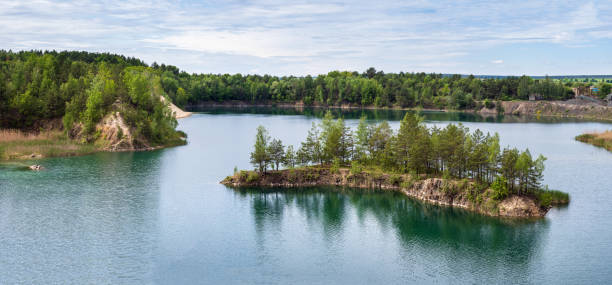istock Basalt Pillars Geological Reserve and lake, Ukraine 1282730916