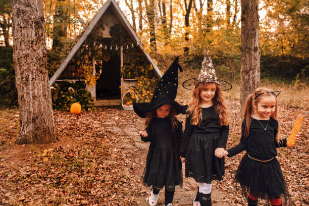 Playful kids enjoying a Halloween party