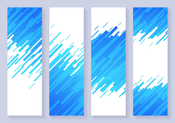 Vertical Dash Abstract Background Banners Blue dash abstract banner background vertical banners with space for your content or copy. tilt stock illustrations