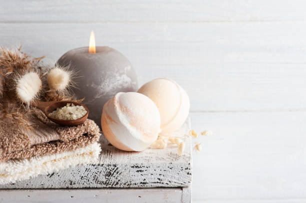 istock Spa arrangement with salt and bath bombs 1282736783
