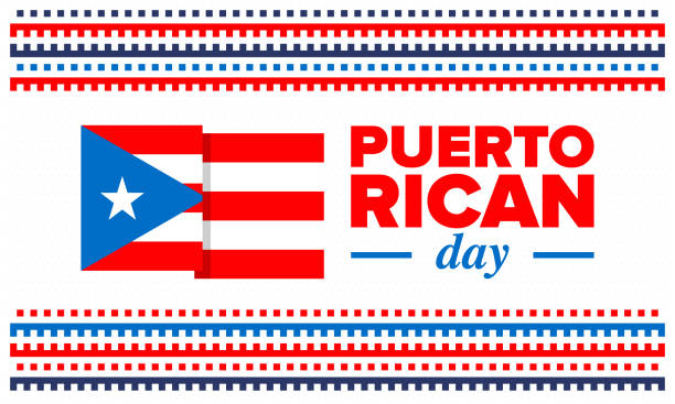 Puerto Rican Day. National happy holiday. Festival and parade in honor of independence and freedom. Puerto Rico flag. Latin american country. Patriotic elements. Vector poster illustration Puerto Rican Day. National happy holiday. Festival and parade in honor of independence and freedom. Puerto Rico flag. Latin american country. Patriotic elements. Vector poster illustration puerto rican culture stock illustrations