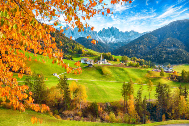 istock Santa Maddalena village in Dolomites 1282743701
