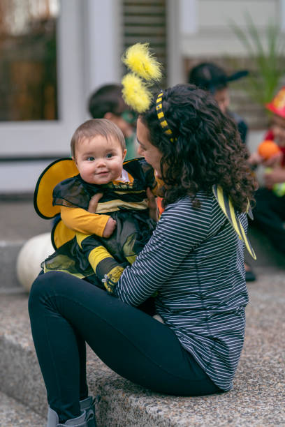 istock Adorable baby dressed up as a bumblebee on Halloween 1282744574