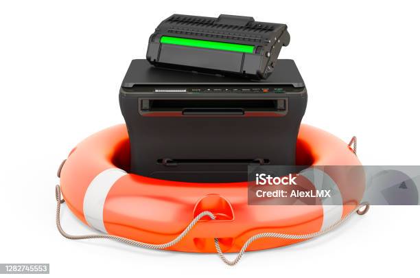 Service And Repair Of Multifunction Printer Mfp 3d Rendering Isolated On White Background Stock Photo - Download Image Now