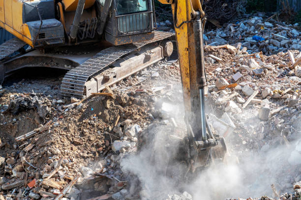 istock Yellow excavator is working on the construction site 1282746961