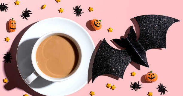 istock Halloween theme with a cup of coffee 1282760559