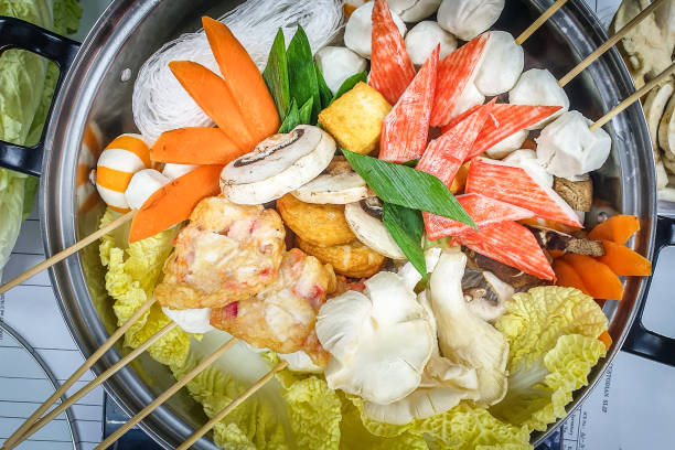 An overhead shot of shabu-shabu dish.