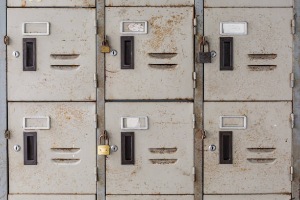 Pattern of old locker and padlock texture background and copy space