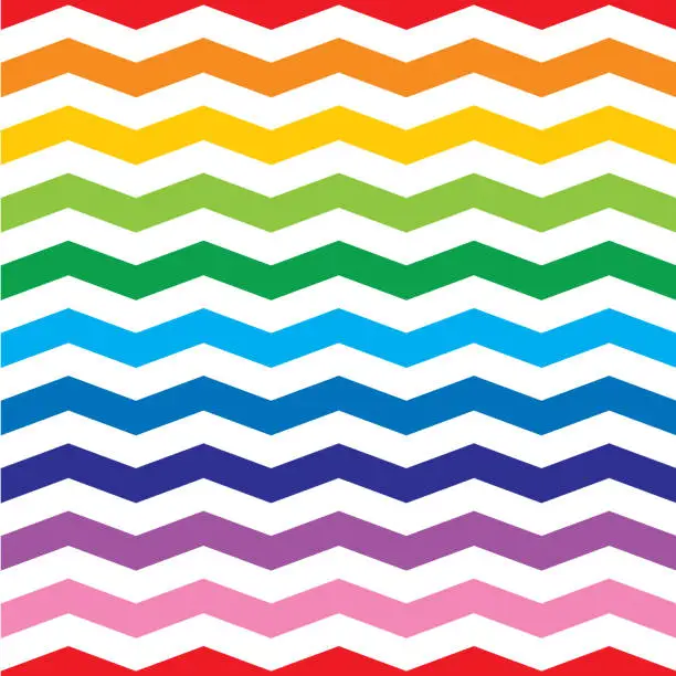 Vector illustration of Rainbow Striped Zig Zag Lines Seamless Pattern
