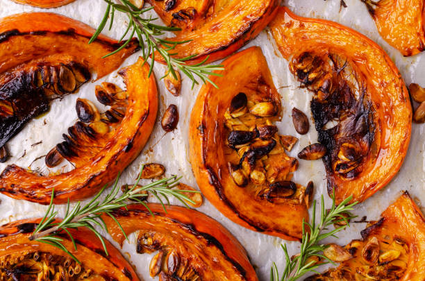 istock Baked pumpkin slices with seeds 1282769285