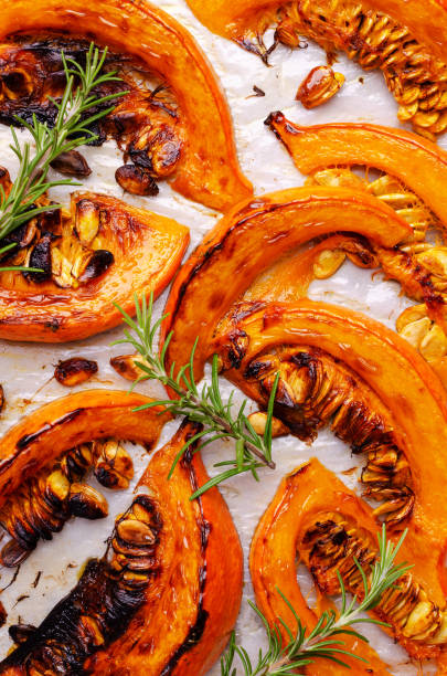 istock Baked pumpkin slices with seeds 1282769339
