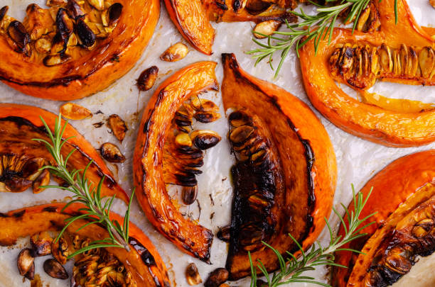istock Baked pumpkin slices with seeds 1282769396