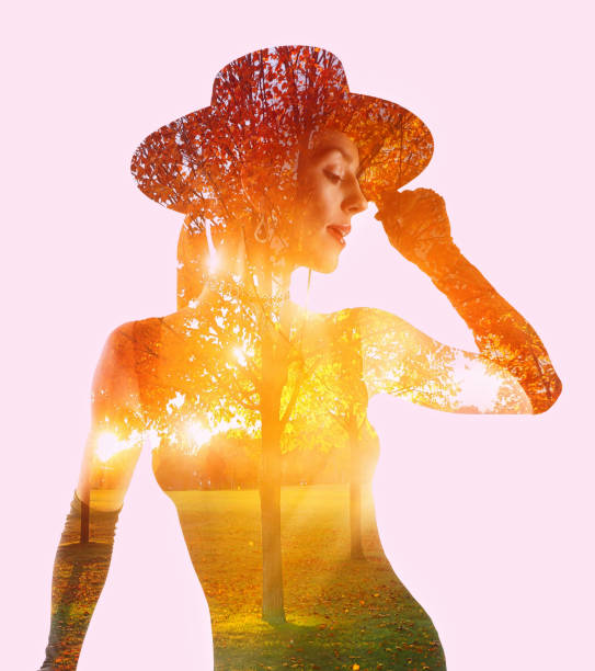 istock Multiple exposure of a young woman and fall color 1282771420