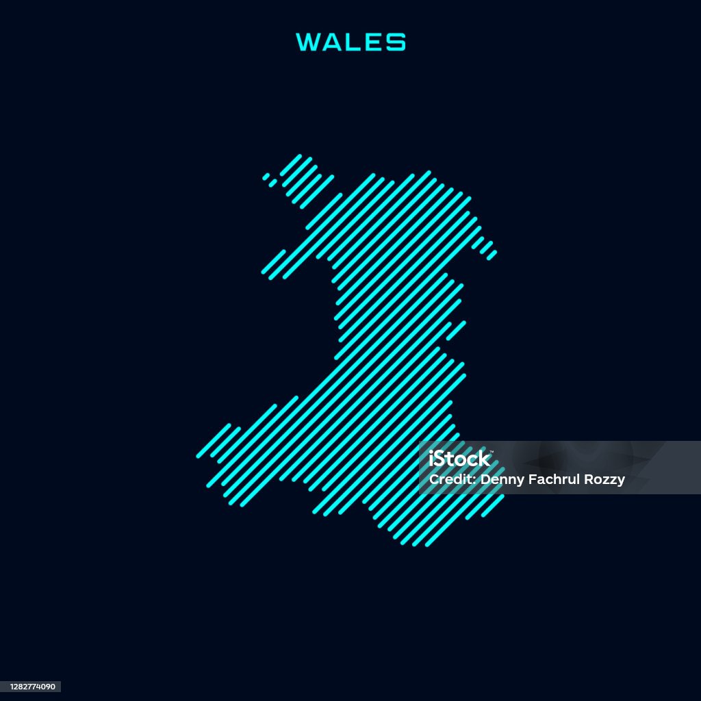 Welsh Map Vector Striped Map Of Wales Vector Stock Illustration Design Template Stock ...