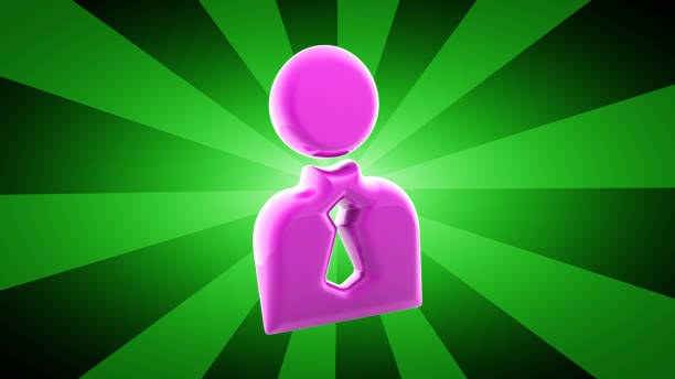 Person icon in green background. 3D Illustration.