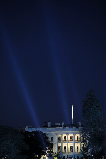 The White House illuminated