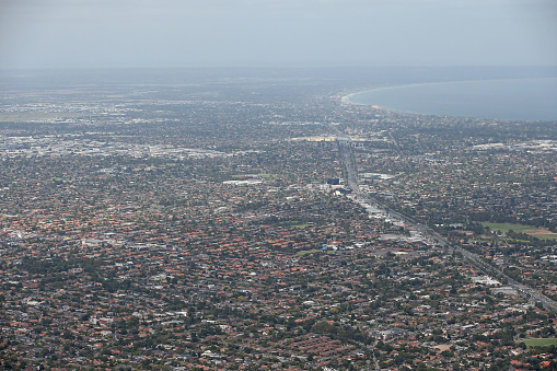 An aerial general view of the South Eastern Suburbs of Melbourne