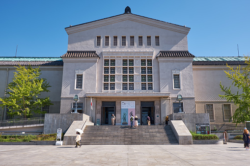 OSAKA, JAPAN - OCTOBER 16, 2019: Osaka Municipal Museum of Fine Art, housing the collection of Japanese and Chinese Art, formerly the Sumitomo family estate located in Tennoji Park. Osaka. Japan