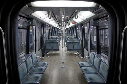 Empty metro train in Paris