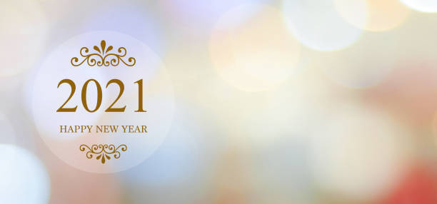 istock Happy New Year 2021 on blur abstract bokeh background with copy space for text new year greeting card, banner 1282781506