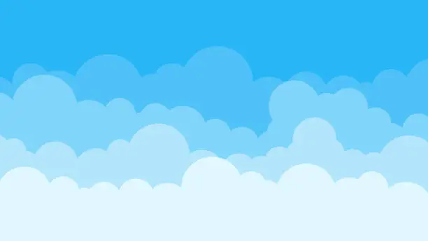 Vector illustration of Blue Cloud cartoon on top sky outdoor landscape background flat design vector
