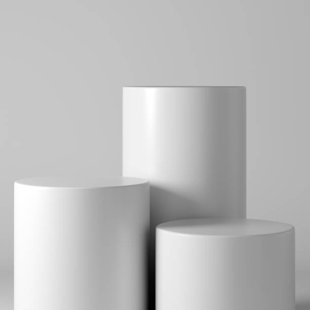 istock Empty stands for product presentation. White pedestals on a white background. 3d rendering. 1282788609