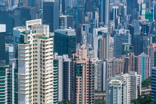 istock Hong Kong city central district, aerial view 1282791232