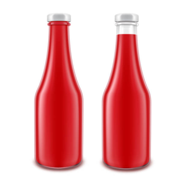 istock Vector Set of Blank Glass Red Tomato Ketchup Bottle for Branding without label Isolated on White Background 1282796311