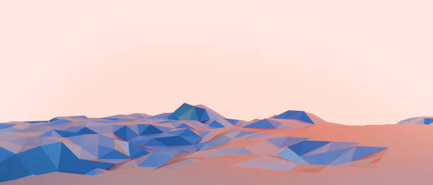 istock Abstract background Lowpoly landscape Mountain and Red - Orange Concept with copy space.Retro style digital banner art- 3d rendering 1282798966